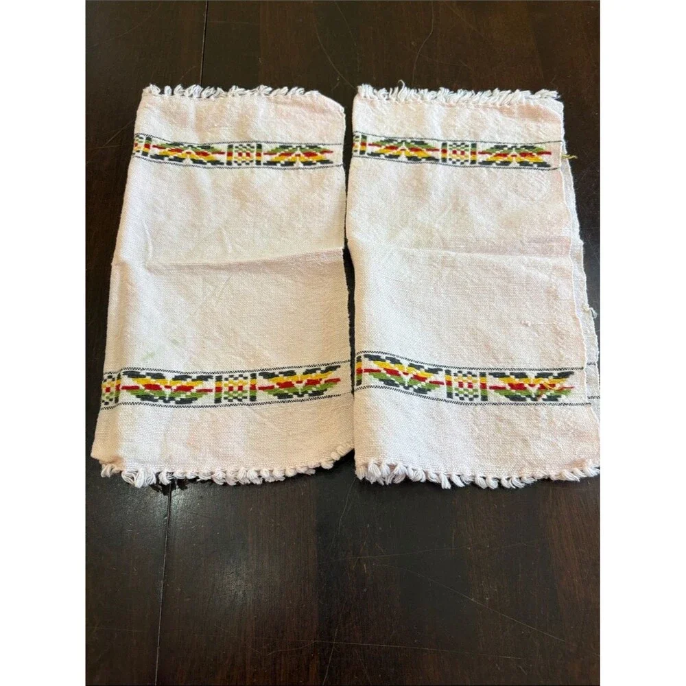 2 Southwest Aztec Napkins  with Colorful Trim